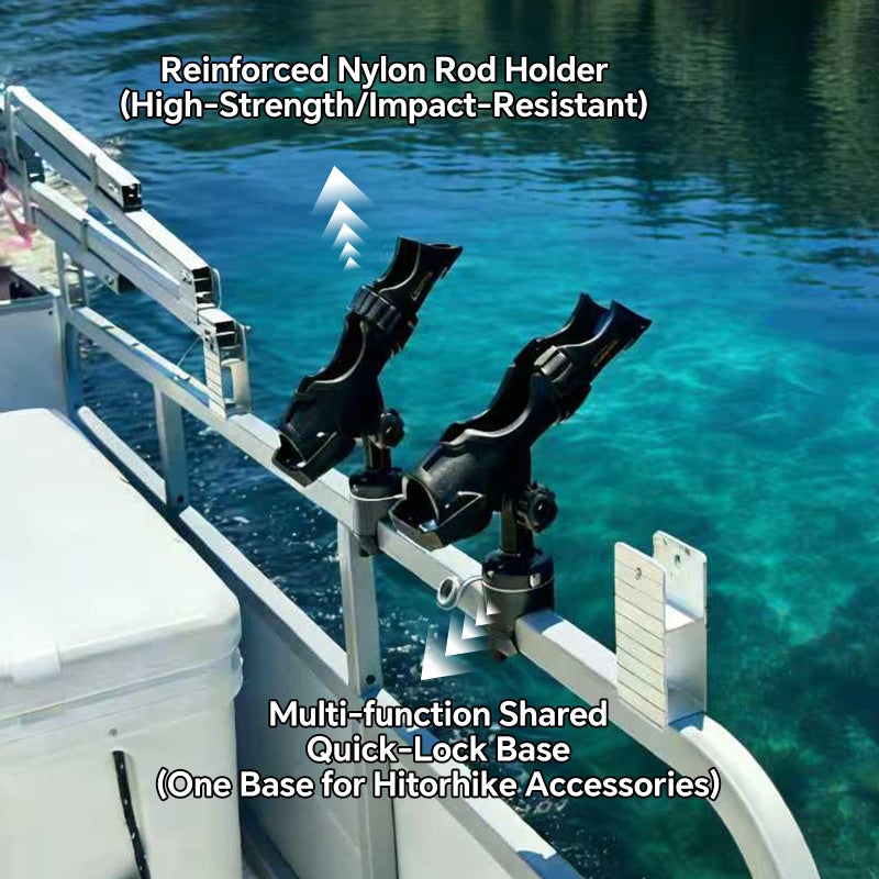 Hitorhike Fishing Rod Holder Universal Fit Kit with Mount Allows for 360-degree Adjustment Kayak Fishing Boat Powerlock Rod Holder (Fishing Rod Holder x2+Round□ Rail Mount x2) - Image 3